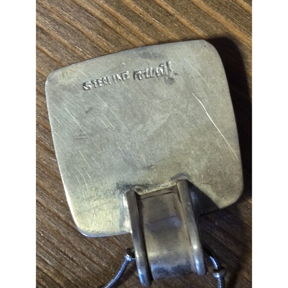 Vintage Sterling Browns & Cream Agate Pendant & Silver Chain - Picture 4 of 5